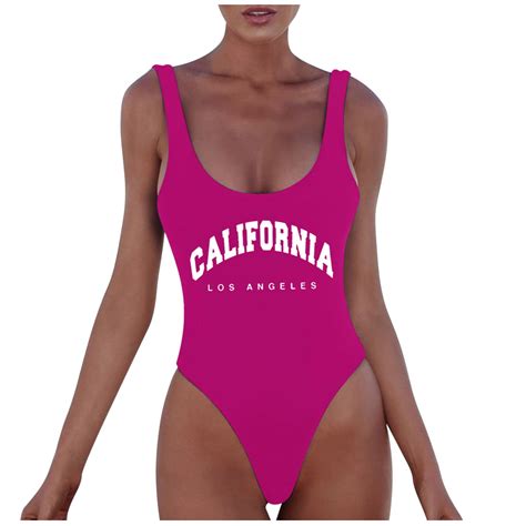 Caivo Women Fashion Letter Print Monokini Sexy Bikini Swimwear Bathing Sleeveless Backless