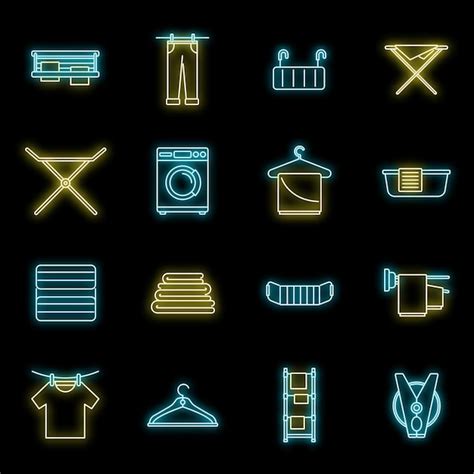 Premium Vector Tumble Dryer Machine Icons Set Vector Neon