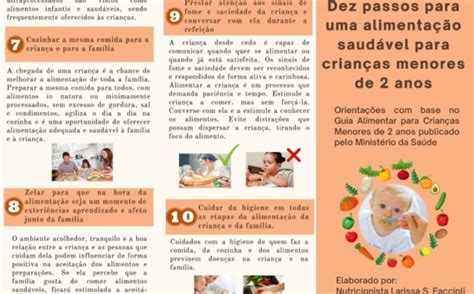 Folder Traz Orienta Es Sobre Alimenta O Para Menores De Dois Anos De