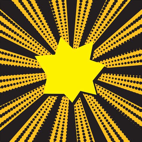 Bright yellow and black color burst background comic style pop art. Lightning blast dots. Star ...