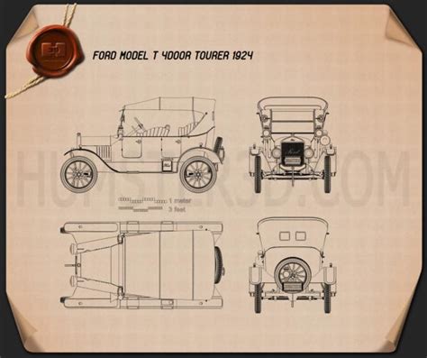 Ford Model T Roadster Blueprint Automotive Art 57 Off