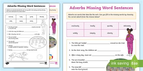 Adverbs Missing Word Sentences Worksheet Profesor Hizo