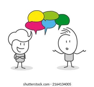 Stick Figures People Speech Bubbles Cartoon Stock Vector Royalty Free