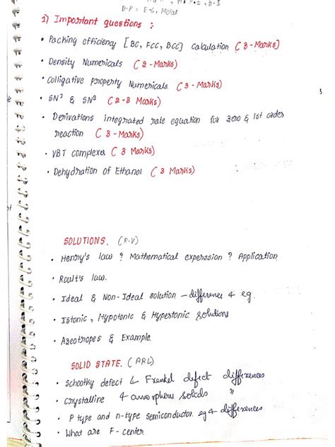 Chemistry - Important Questions | PDF