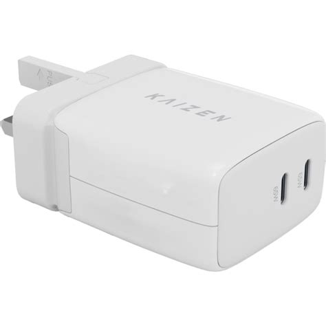 65w Dual Usb C Gan Wall Charger White Kaizen