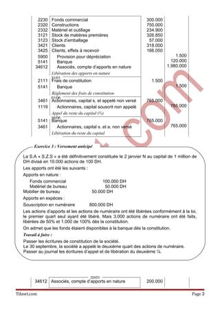 Exercices corrigés de la comptabilité des sociétés la constitution des