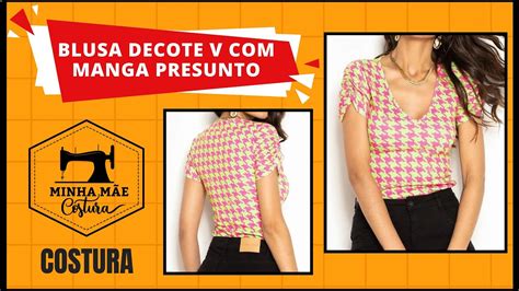 Blusa Decote V Manga Presunto Costura YouTube