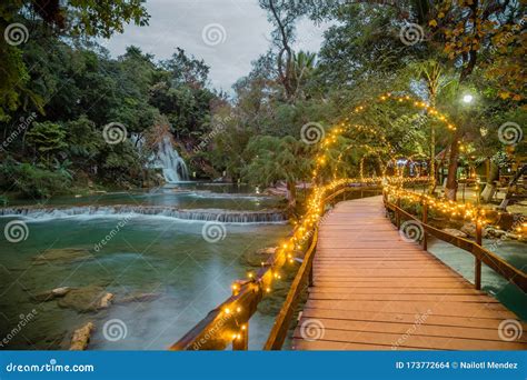 River Beautiful Waterfalls of Tamasopo San Luis Potosi Mexico Stock ...