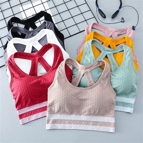 Buy Sports Vest Seamless Sexy Beauty Back Wrapped Bra Chest Yoga Honeycomb Gym Bra At Affordable