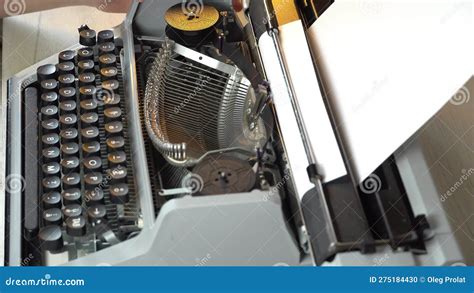 Writing A Book And Typing Old Typewriter Top View Man Typing On Old