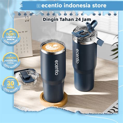 Jual Ecentio Tumbler Stainless Tahan Dingin Jam Bpa Free Termos Kopi