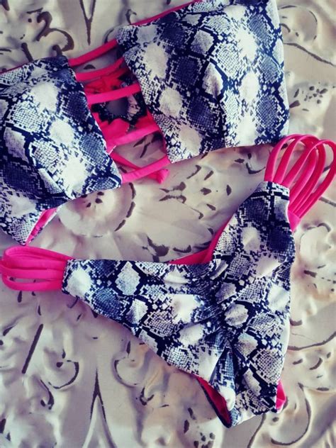 Snake Print With Hot Pink Bikini Etsy
