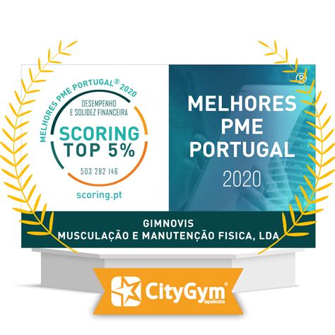 Certificação TOP 5 MELHORES PME DE PORTUGAL edição 2020 CityGym