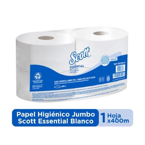 Papel Higiénico Jumbo Scott Essential Blanco Hoja Sencilla