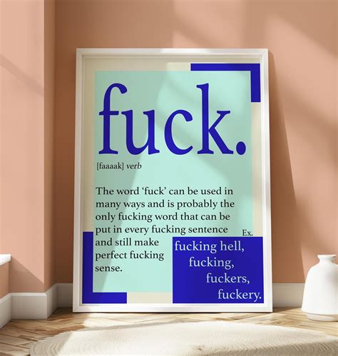 Fuck Definition Poster Comedic Definition Poster Witty Typography