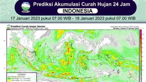 Prakiraan Hujan Di Indonesia Selasa 17 Januari 2023 BMKG Kalsel Dan