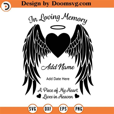 In Loving Memory Angel Wings Svg Angel Wings Heart Halo Hea Inspire Uplift