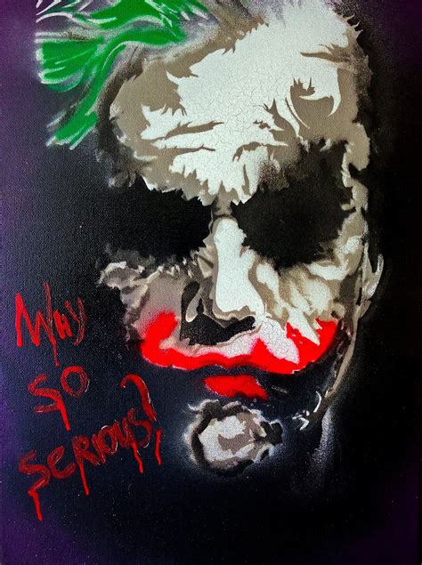 Spray Painting Art On Canvas Hand Made DC Comics Hero Joker Face And