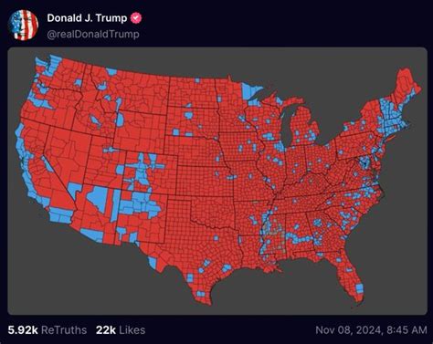 Map Shows Trump S 2024 Reelection Victory With Red And Blue Counties