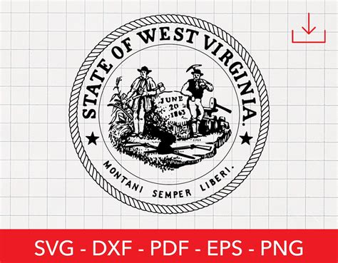 West Virginia Svg, Virginia State Seal, Motto Clipart, Crest, Emblem ...