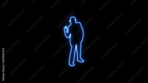 Fuck You Fuck Off Provocation Gesture Neon Sign Fluorescent Light Glowing On Black Background