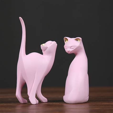 Figurines de chats en résine rose Maison Déco Objets et Figurines