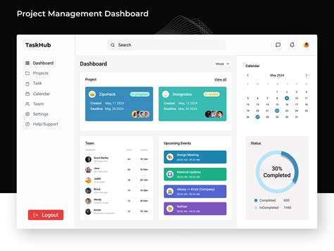project management dashboard behance