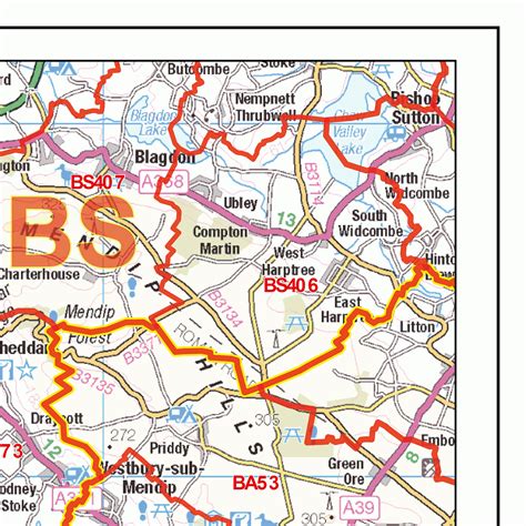 Taunton Ta Postcode Wall Map Xyz Maps