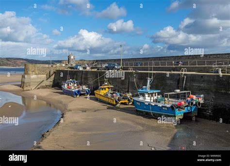 Saundersfoot Harbour And Fishing Boats On The Bech In South