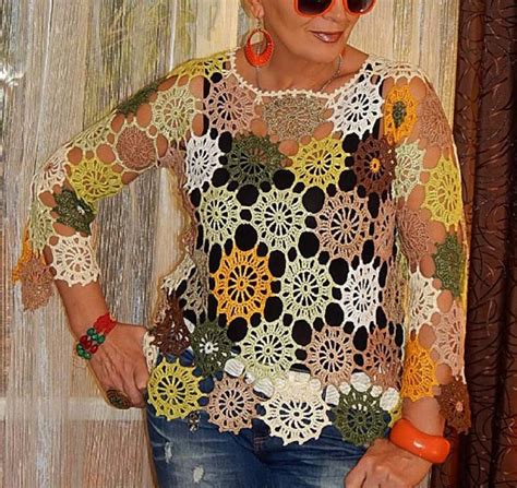 Tinas Handicraft Crochet Shirt With Circular Motifs