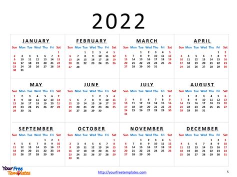 2022 Calendar Template