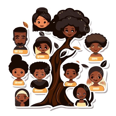 Family Tree With Black People On It Clipart Vector, Sticker Design With ...