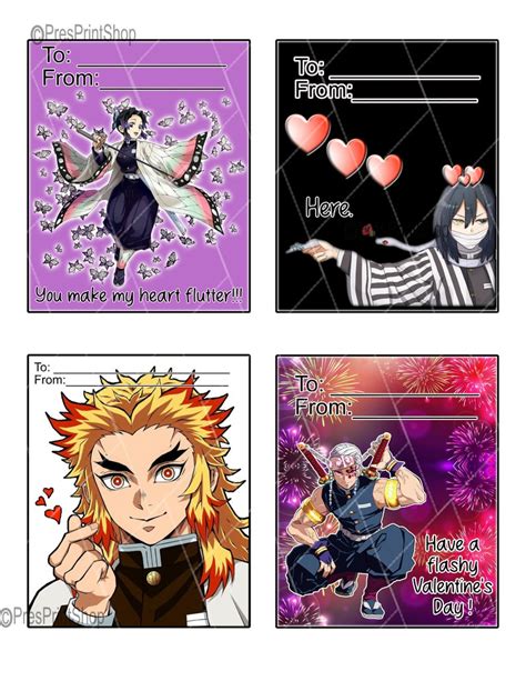 Anime Valentine's Day Cards DS Digital Download so Cute - Etsy