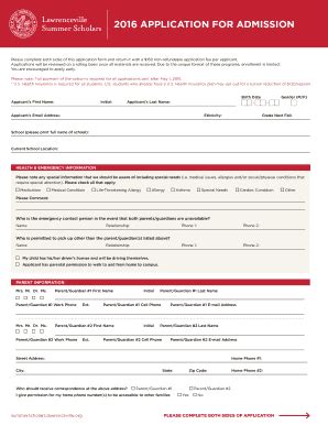 Fillable Online Summerscholars Lawrenceville Please Complete Both Sides