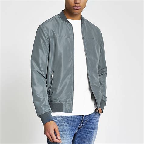 Light blue bomber jacket | River Island