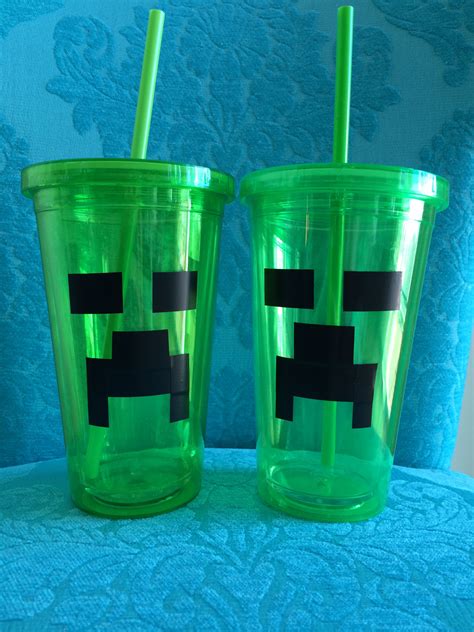 1 Mine Craft Party Favors Dollar Store Tumblers Black Electric Tape Minecraft Party Games