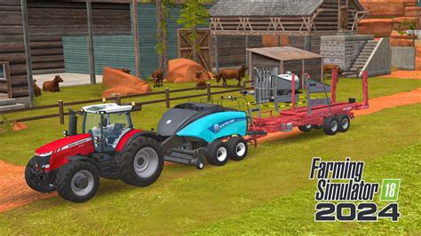 Making Straw Bales For Cow With Massey Ferguson Farming Simulator 18