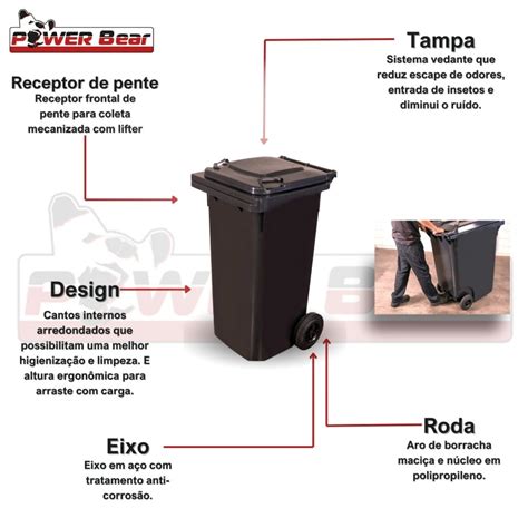 Container De Lixo 120 Litros Power Bear WB