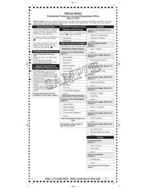 Fillable Online Wfbvillage Presidential Preference Vote And Nonpartisan