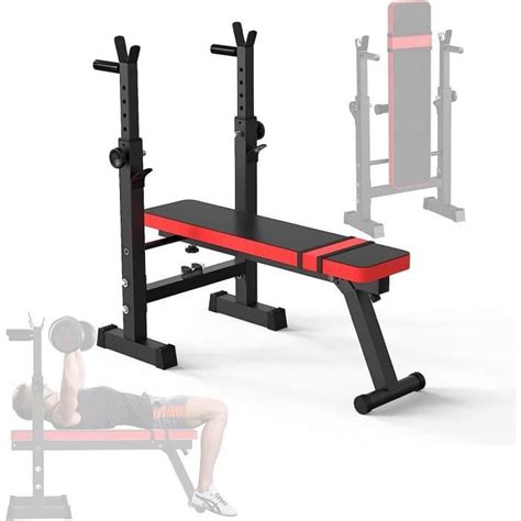 Banc de Musculation Pliable Réglable avec Support de Barres VIVOLILV