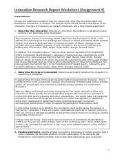 C980 A4 Innovation Research Report Worksheet Jennifer Perryman Docx