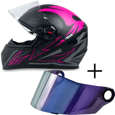 Capacete FW3 GT2 Fosco Preto Rosa Viseira Camaleão Submarino