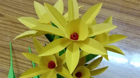 How To Make A Daffodils Paper Flower Making Paper Flowers Step By Step Youtube