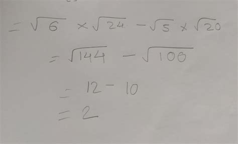 Root 6 Multiply By Root 24 Minus Root 5 Multiply By Root 20