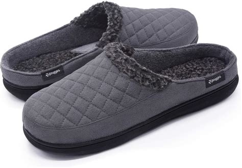 Amazon Zigzagger Mens Suede Fabric Memory Foam Slippers Fleece