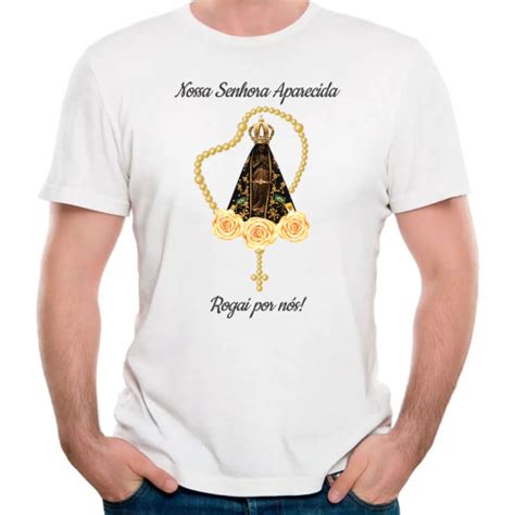 Camiseta nossa senhora aparecida rogai por nós camisa fé Submarino