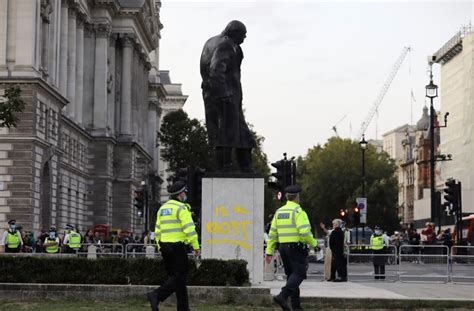 London Statue Of Churchill Defaced Again