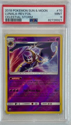 Pokemon Lunala 70 168 Celestial Storm Reverse Holo NM PSA9 EBay