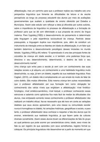 A formação do professor alfabetizador e a linguistica PDF