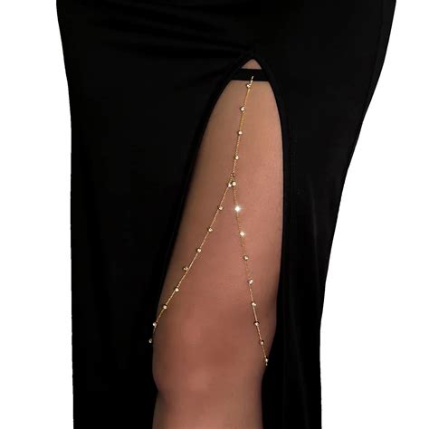 Amazon Sexy Boho Simple Rhinestone Leg Chain Crystal Body Chains Bikini Body Accessory